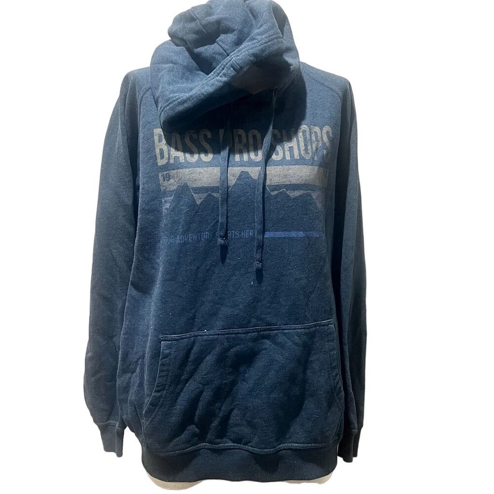 Bass Pro Shops Men's Blue Pullover Hoodie Size L Long Sleeve
